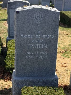 Epstein (Minkov) Manya (Michla)
New Montefiore Cemetery, Long Island, New York.


