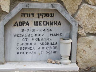 Scheskin Dora
Sde Jehoshua cemetery
