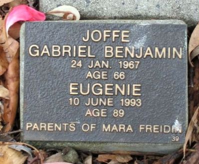 Joffe Gabriel Benjamin and Genja
Springvale cemetery
